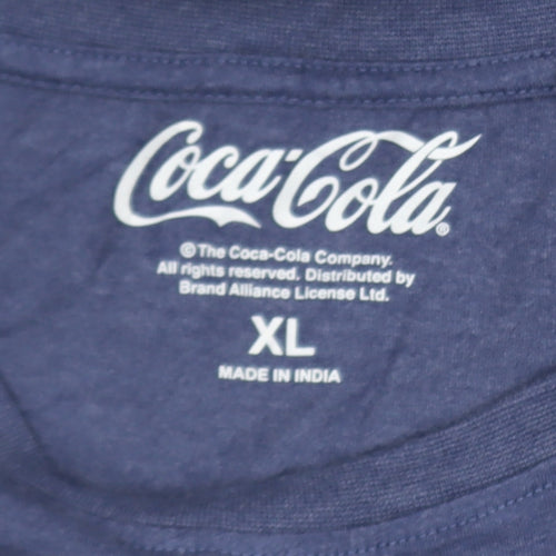 Tu Coca-Cola Men’s Blue Christmas Santa Graphic T-Shirt XL