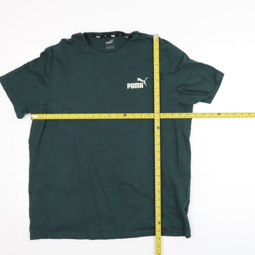 Puma Men's Green Short Sleeve Crew Neck Cotton Blend T-Shirt Size L