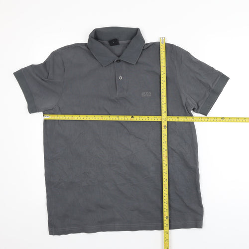 Hugo Boss Men's Grey Classic Fit Short Sleeve Polo Shirt L
