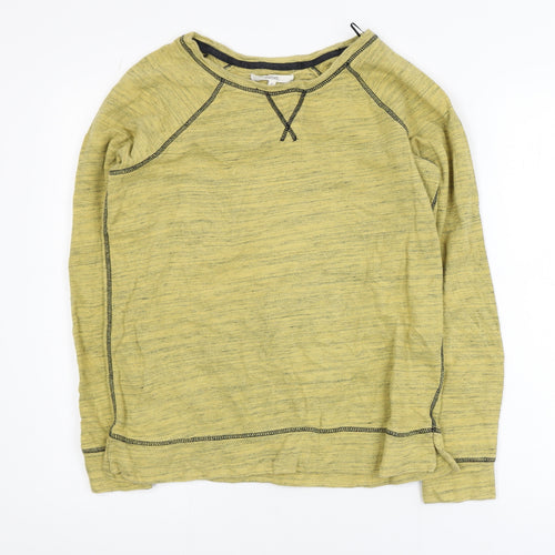 Next Men Yellow Cotton Crew Neck Long Sleeve Pullover Sweatshirt S