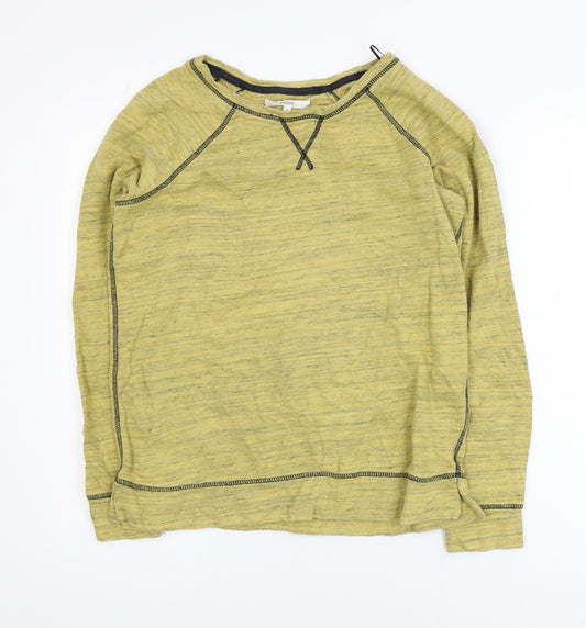 Next Men Yellow Cotton Crew Neck Long Sleeve Pullover Sweatshirt S