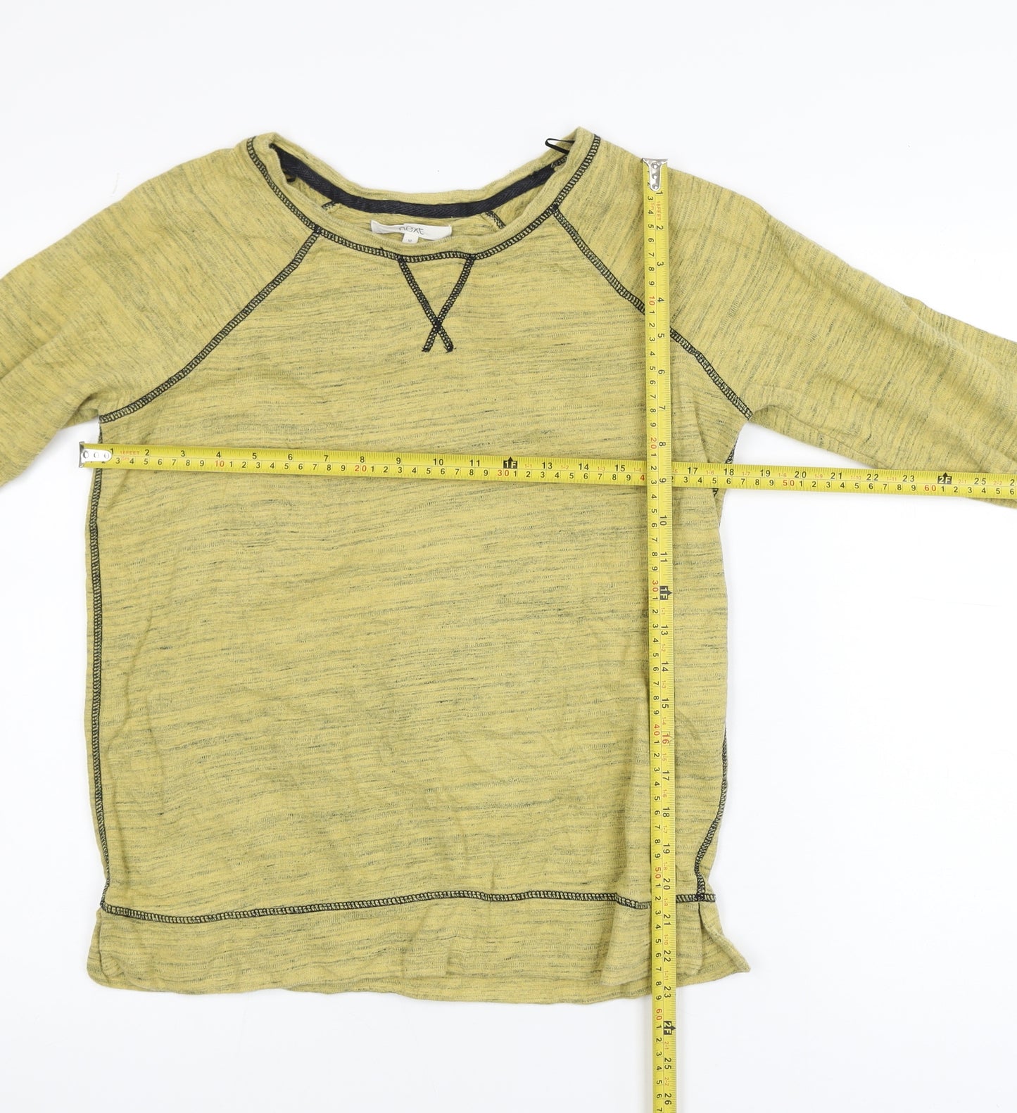 Next Men Yellow Cotton Crew Neck Long Sleeve Pullover Sweatshirt S