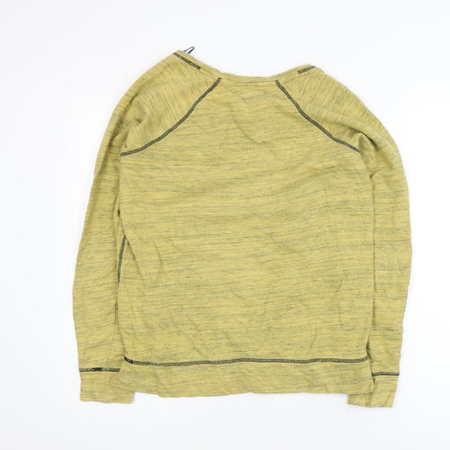 Next Men Yellow Cotton Crew Neck Long Sleeve Pullover Sweatshirt S