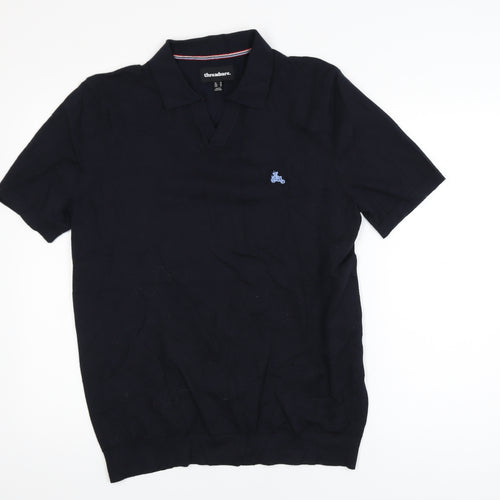Threadbare Men's Black Regular Fit Cotton Polo Shirt M