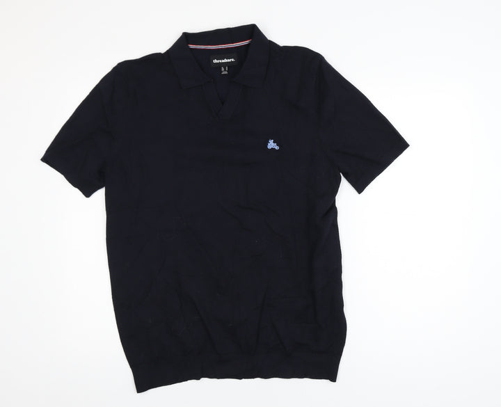 Threadbare Men's Black Regular Fit Cotton Polo Shirt M