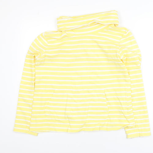 Mountain Warehouse Women Yellow Striped Roll Neck Cotton T-Shirt Size 12
