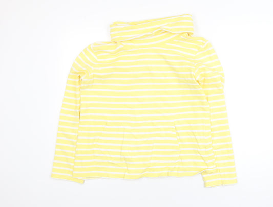 Mountain Warehouse Women Yellow Striped Roll Neck Cotton T-Shirt Size 12