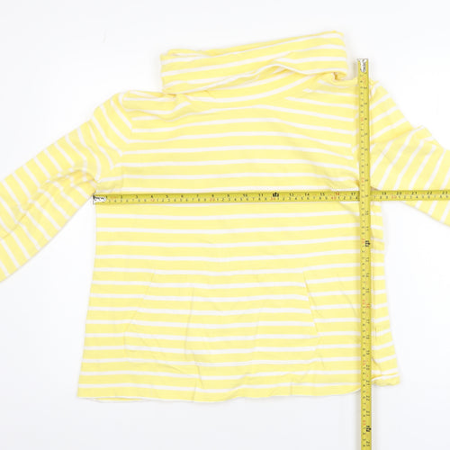 Mountain Warehouse Women Yellow Striped Roll Neck Cotton T-Shirt Size 12