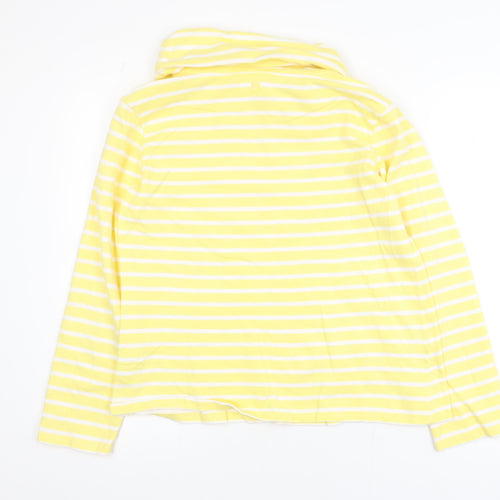 Mountain Warehouse Women Yellow Striped Roll Neck Cotton T-Shirt Size 12