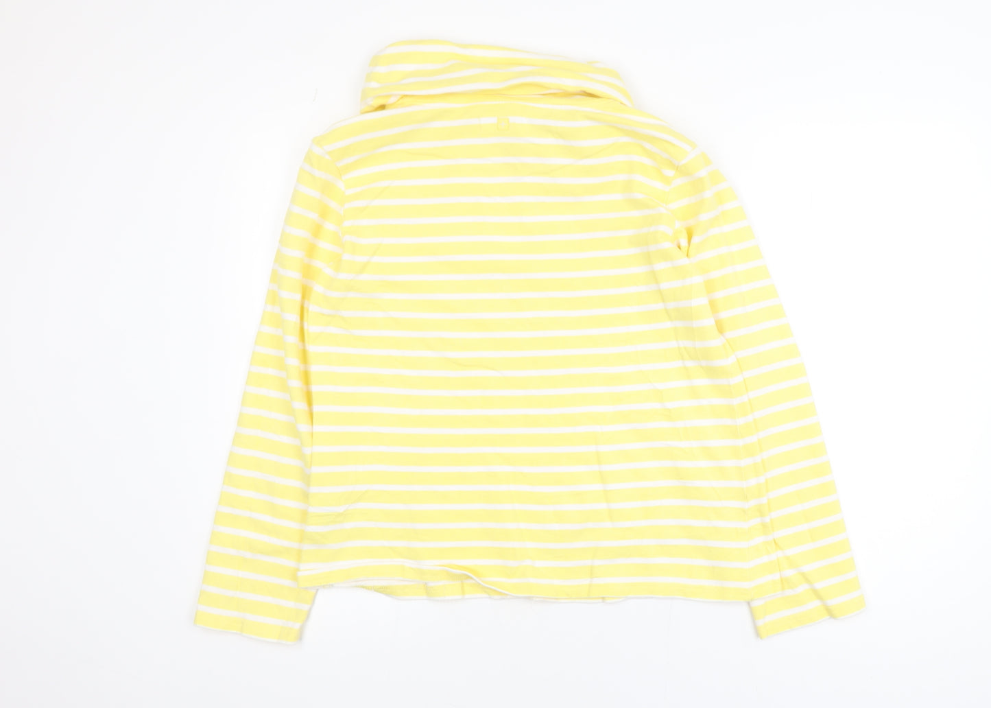 Mountain Warehouse Women Yellow Striped Roll Neck Cotton T-Shirt Size 12