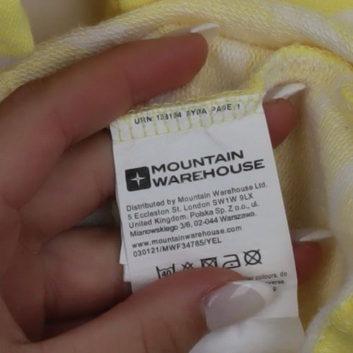 Mountain Warehouse Women Yellow Striped Roll Neck Cotton T-Shirt Size 12