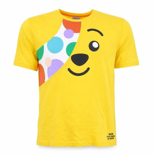 George Mens Yellow BBC Children In Need Pudsey T-Shirt L Cotton Crew Neck