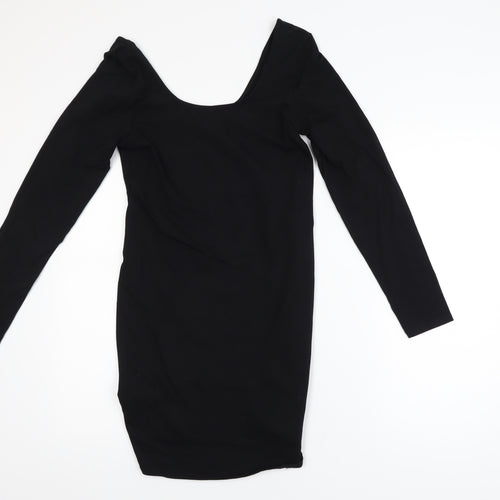 Miss Selfridge Women’s Black Bodycon Dress UK 14 Long Sleeve