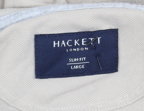 Hackett London Men's Beige Slim Fit Polo Shirt Size L
