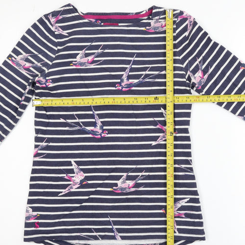 Joules Women’s Blue Striped Bird Print Long Sleeve Cotton Top UK 8
