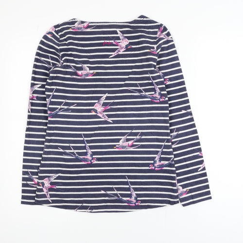 Joules Women’s Blue Striped Bird Print Long Sleeve Cotton Top UK 8