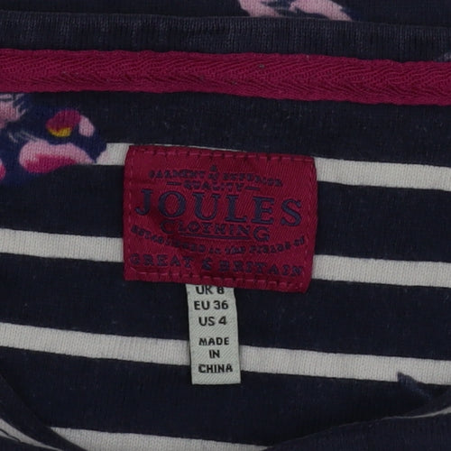 Joules Women’s Blue Striped Bird Print Long Sleeve Cotton Top UK 8