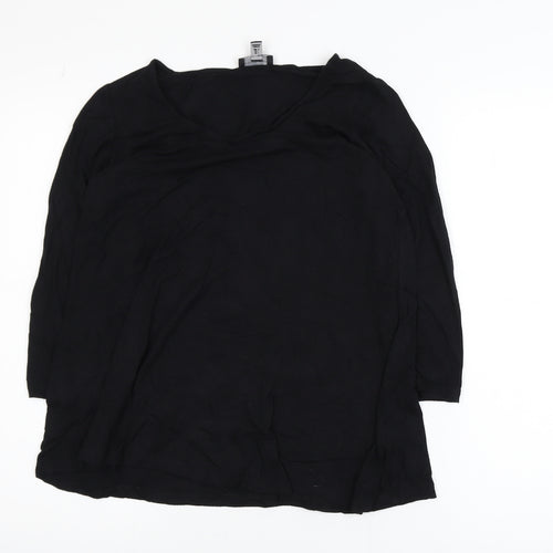 The White Company Women Black Size 8 Basic 3/4 Sleeve Cotton Blouse