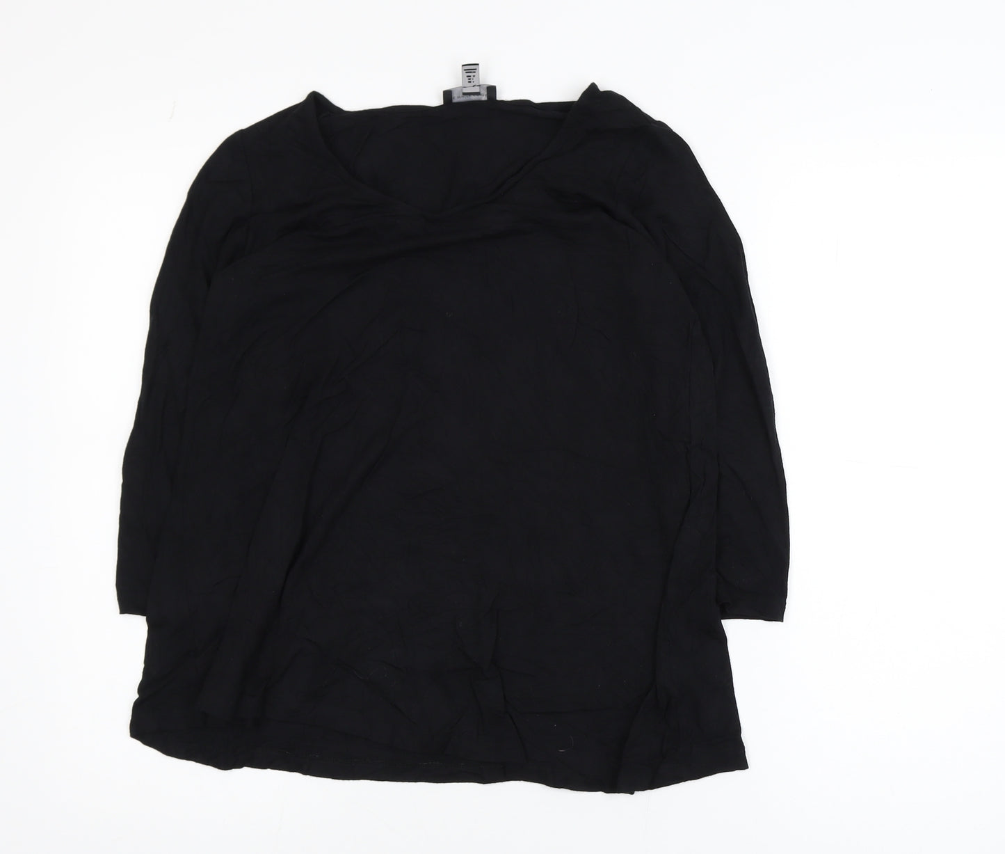 The White Company Women Black Size 8 Basic 3/4 Sleeve Cotton Blouse
