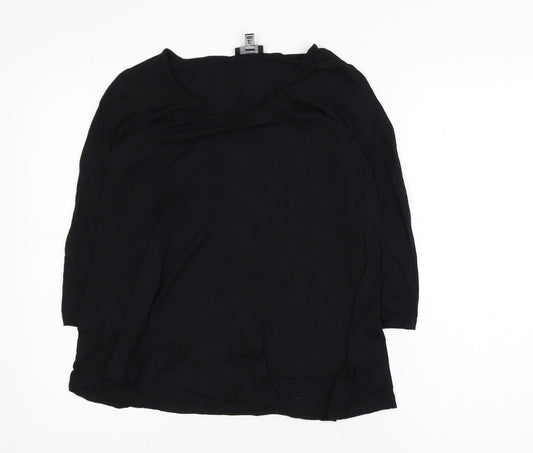 The White Company Women Black Size 8 Basic 3/4 Sleeve Cotton Blouse