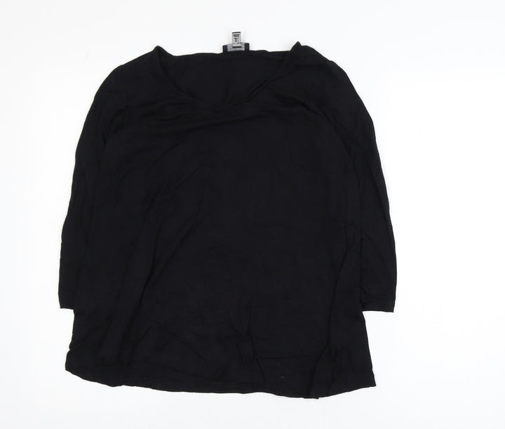 The White Company Women Black Size 8 Basic 3/4 Sleeve Cotton Blouse