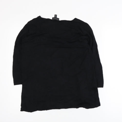The White Company Women Black Size 8 Basic 3/4 Sleeve Cotton Blouse