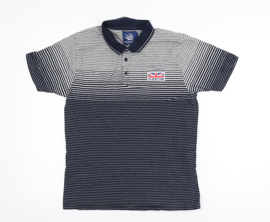 Silverstone Men's Blue Striped Polo Shirt Medium Cotton Blend