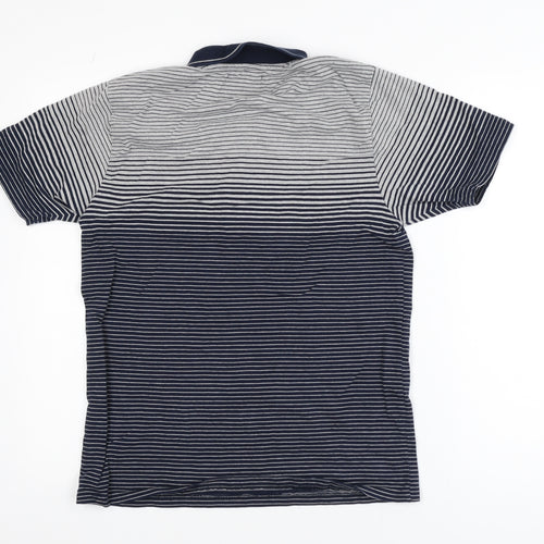 Silverstone Men's Blue Striped Polo Shirt Medium Cotton Blend