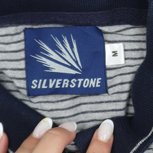 Silverstone Men's Blue Striped Polo Shirt Medium Cotton Blend