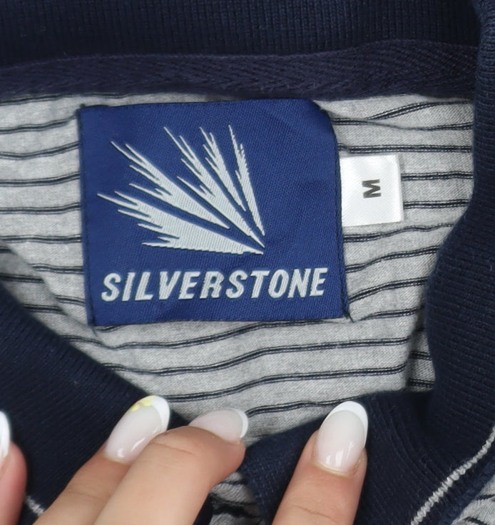 Silverstone Men's Blue Striped Polo Shirt Medium Cotton Blend