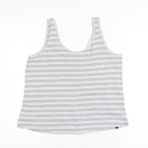 Superdry Womens Grey Striped Cotton Tank Top UK 8 Summer Casual