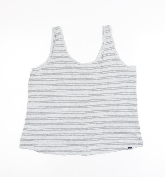Superdry Womens Grey Striped Cotton Tank Top UK 8 Summer Casual