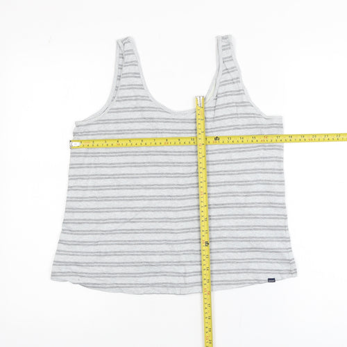 Superdry Womens Grey Striped Cotton Tank Top UK 8 Summer Casual