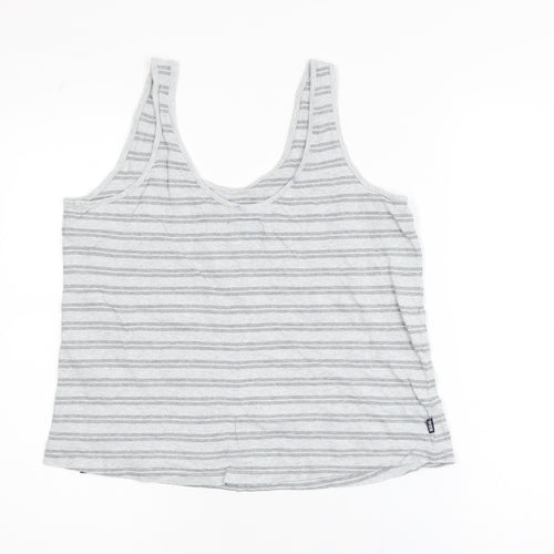 Superdry Womens Grey Striped Cotton Tank Top UK 8 Summer Casual