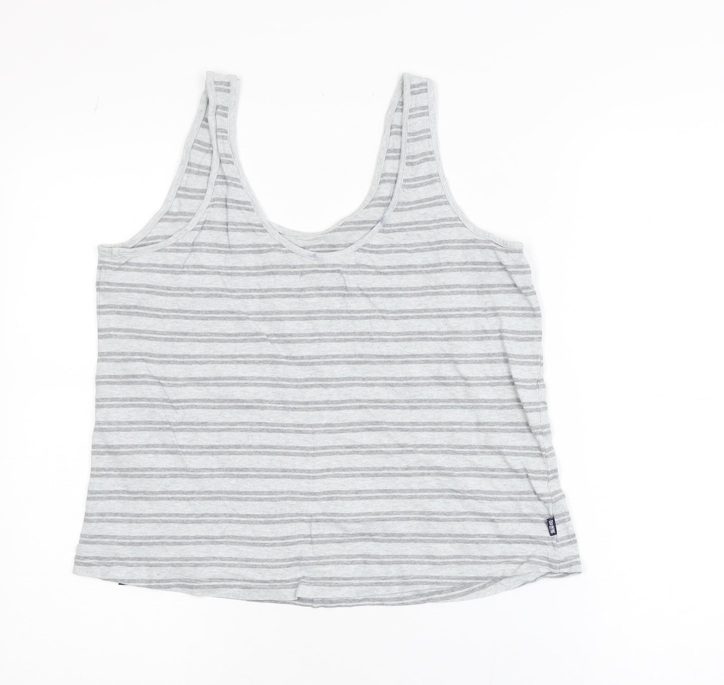 Superdry Womens Grey Striped Cotton Tank Top UK 8 Summer Casual