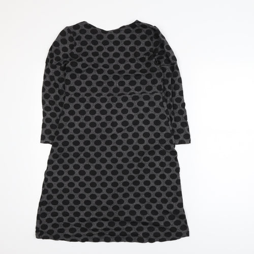 Warehouse Women Grey Polka Dot Shift Dress Size 12 Long Sleeve