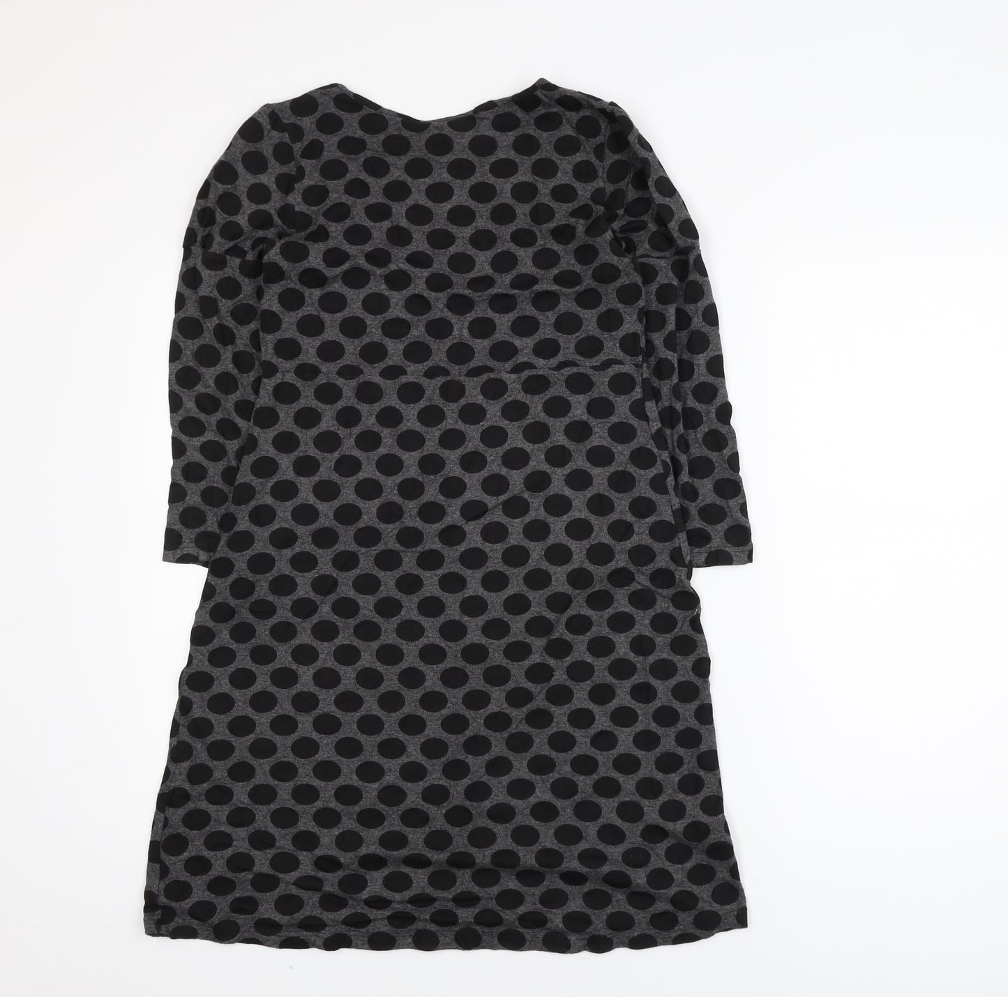 Warehouse Women Grey Polka Dot Shift Dress Size 12 Long Sleeve