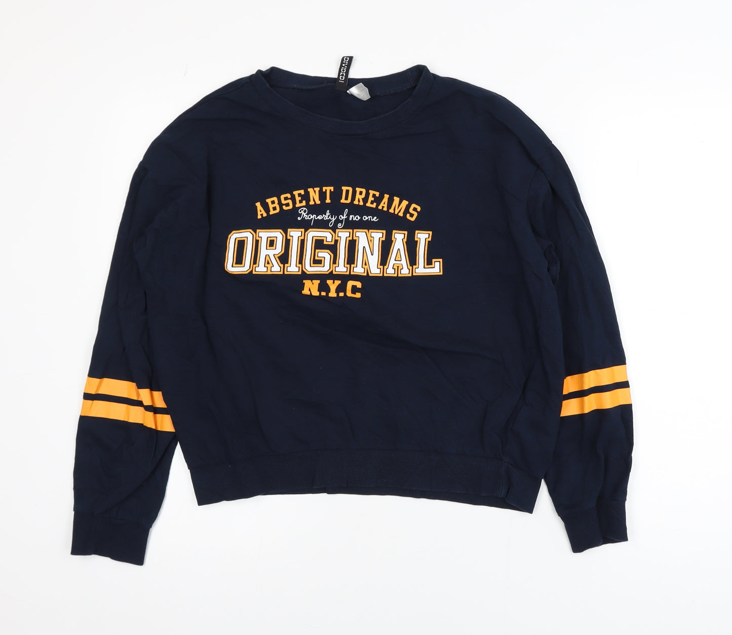 H&M Divided Women's Navy Blue Pullover Sweatshirt Size 12 Graphic Print