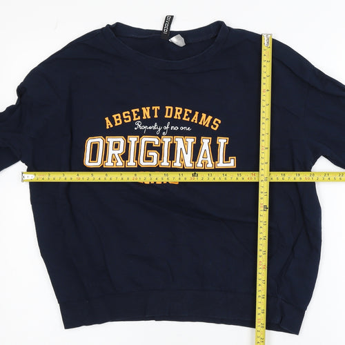 H&M Divided Women's Navy Blue Pullover Sweatshirt Size 12 Graphic Print