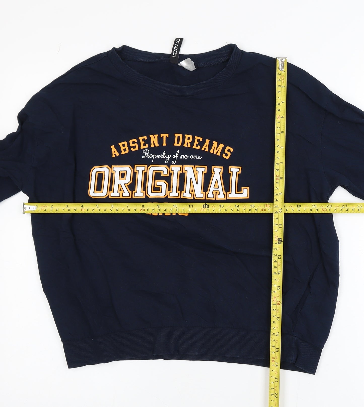 H&M Divided Women's Navy Blue Pullover Sweatshirt Size 12 Graphic Print