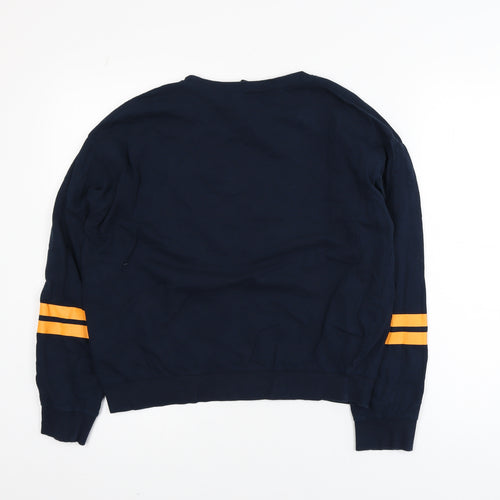 H&M Divided Women's Navy Blue Pullover Sweatshirt Size 12 Graphic Print