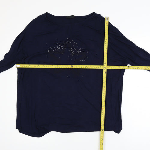 Wallis Women’s Blue Long Sleeve Beaded Blouse Size L
