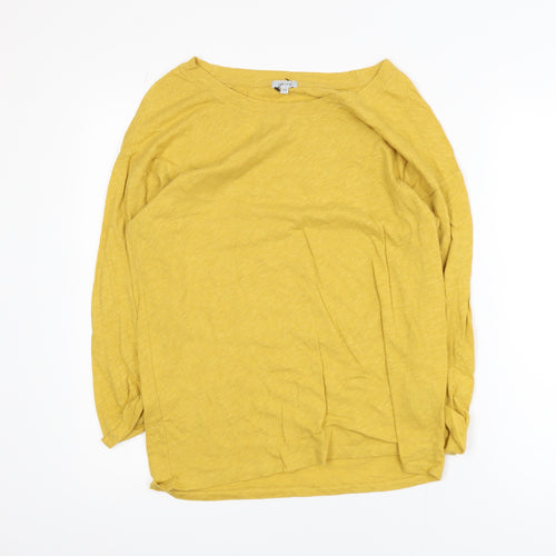 Jigsaw Women's Yellow Cotton Long Sleeve Boat Neck Top S
