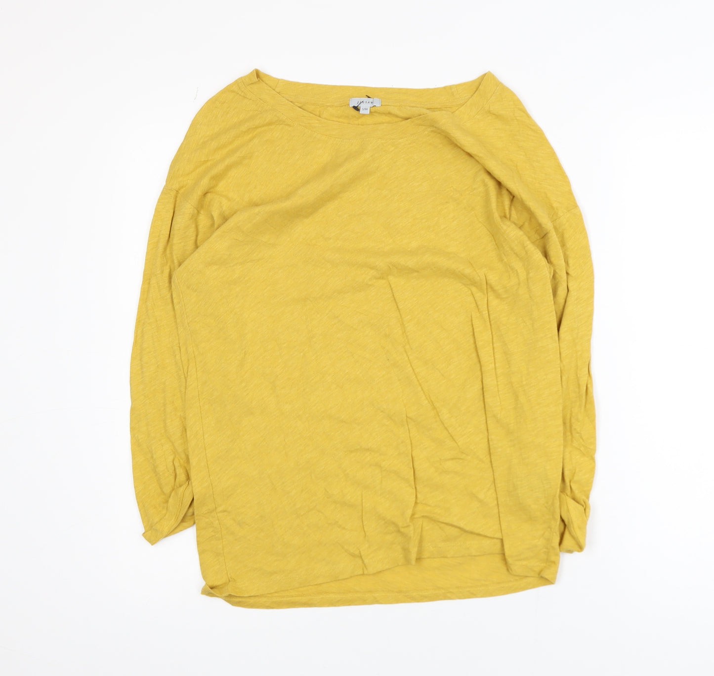 Jigsaw Women's Yellow Cotton Long Sleeve Boat Neck Top S