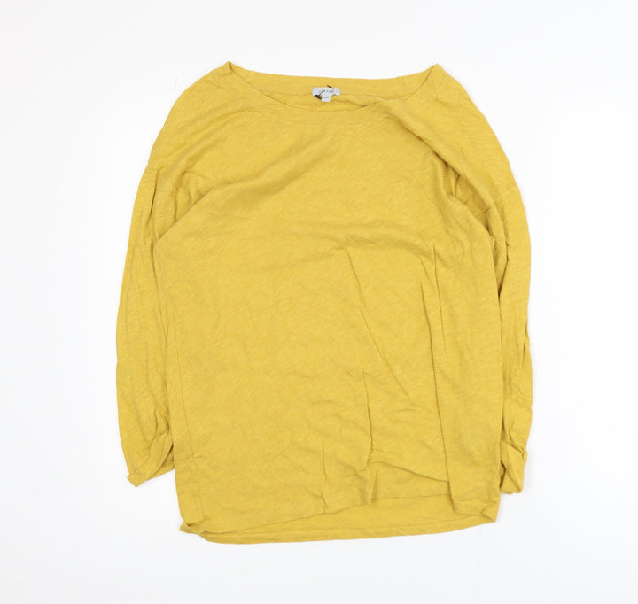Jigsaw Women's Yellow Cotton Long Sleeve Boat Neck Top S