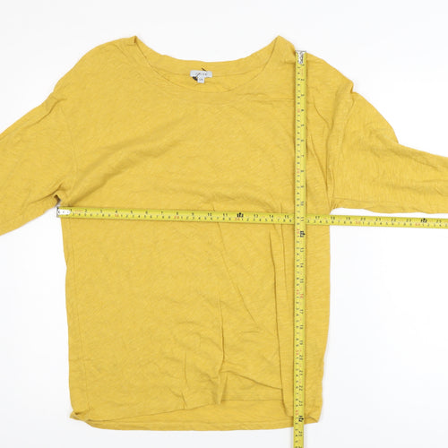 Jigsaw Women's Yellow Cotton Long Sleeve Boat Neck Top S