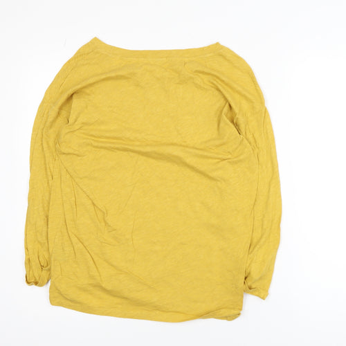 Jigsaw Women's Yellow Cotton Long Sleeve Boat Neck Top S