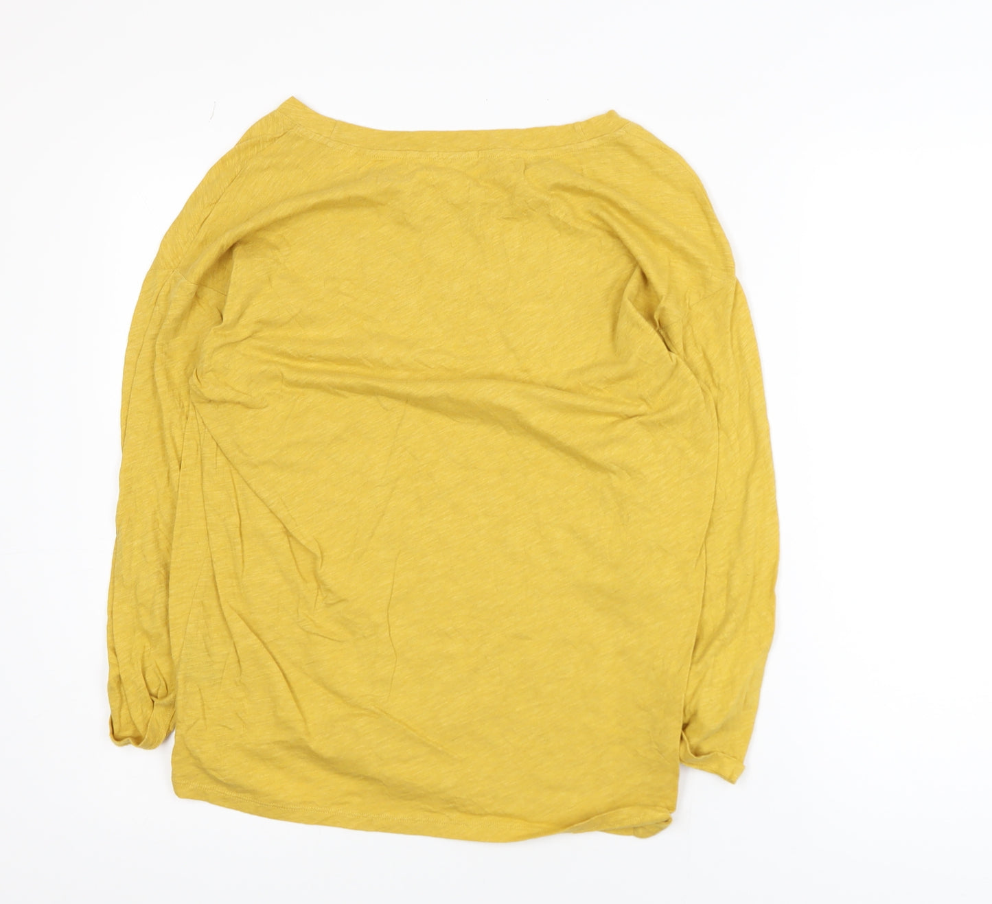 Jigsaw Women's Yellow Cotton Long Sleeve Boat Neck Top S