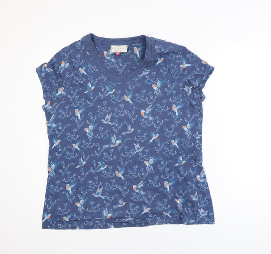 Brakeburn Women's Blue Bird Print Cotton Short Sleeve T-Shirt Size 18