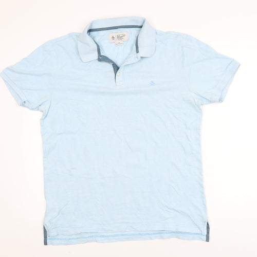 Original Penguin Men's Blue Cotton Polo Shirt Size L
